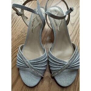 Nina Silver Slingback Sandals Women’s Size 8 EU 38 Dressy Wedding Bridal Sparkly
